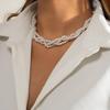 Retro Trendy Pearl Tassel Necklace with Diamond Inlaid Teardrop Gem for Women