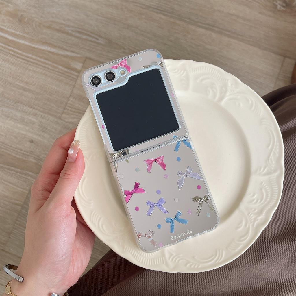 Barevná mašle růžové anglické písmeno skládací pouzdro na telefon pro Samsung Galaxy Z Flip 3 4 5 plně krycí skládací pouzdro na telefon