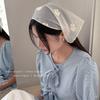2026 Pastoral Style Lace Triangle Scarf Headband - Sweet Temperament Retro Plaid Ribbon Accessory.