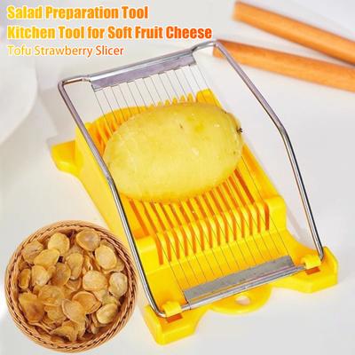 Potato Egg Slicer Easy Press Food Slicer Luncheon Meat Cutter with 14 Stainless Steel Wires Cheese Slicer for Soft Fruit Tofu Dragon Fruit