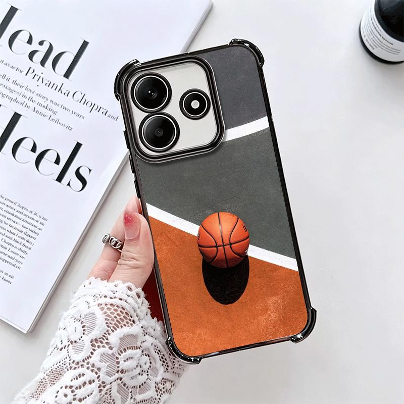 Basketball Basket Sports Plating Phone Case For Xiaomi Redmi Note 14 15 Pro Plus 13 12 11 11S 11T 10 9S 9 5G Anti-Fall Airabag C