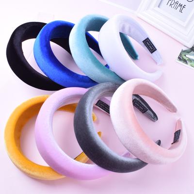 Diadema de Moda de Terciopelo de 4 cm para Mujer, Fascinator de Corona Ancha, Diadema Retro para Niñas, Diademas Acolchadas, Herramientas de Accesorios para el Cabello