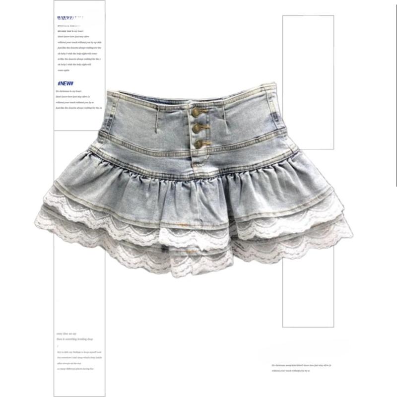 Women's Blue Black Riveted Belt Denim Skirt Y2K Harajuku High Street Fashion 90s Sexy A-line Mini Skirt Summer Clothing 2026 New