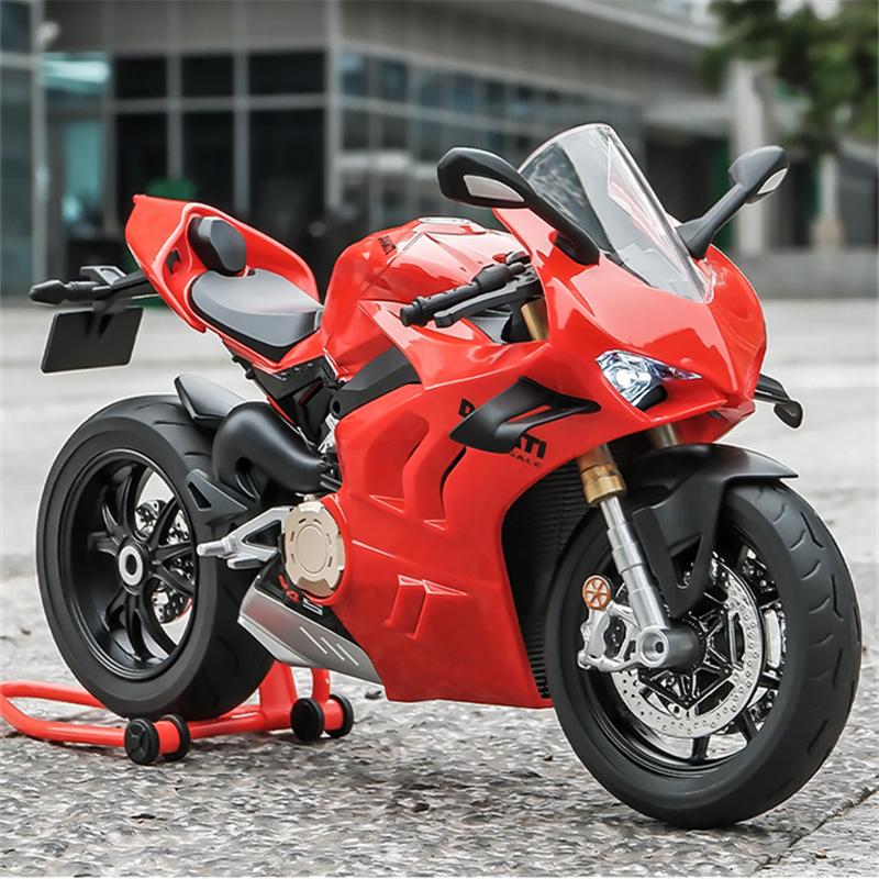 1/9 Panigale V4S Legierung Rennmotorrad Diecasts Metall Straßen-Sportmotorrad Modell Simulation mit Licht Kinderspielzeug Geschenk