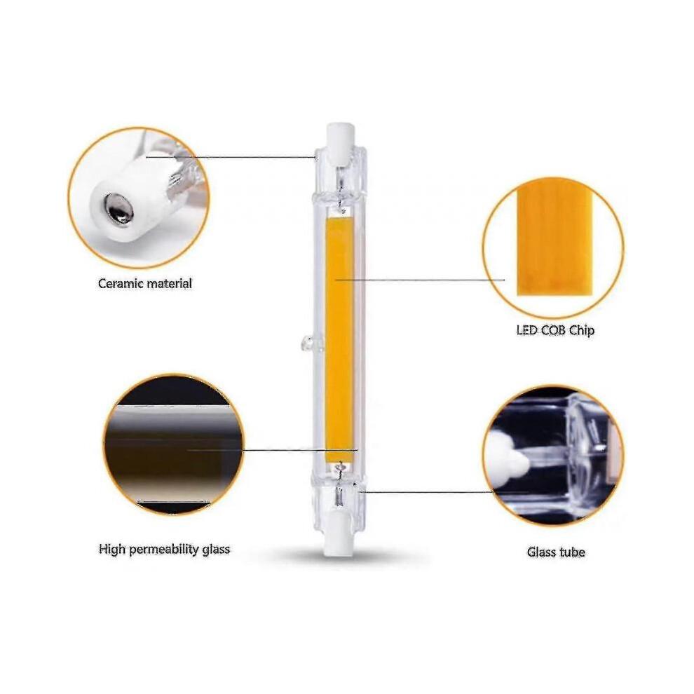 LED žárovka R7s 118mm 30W stmívatelná, teplá bílá 3000K 3000lm, lineární náhrada za halogenovou lampu J118 300W, 360