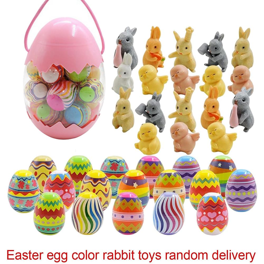 Easter Easter Eggs Filled with Toys for Colorful Easter Toy Eggs with Chick Bunny Easter Basket Stuffers Eggs, Kids, Animals, (style1)