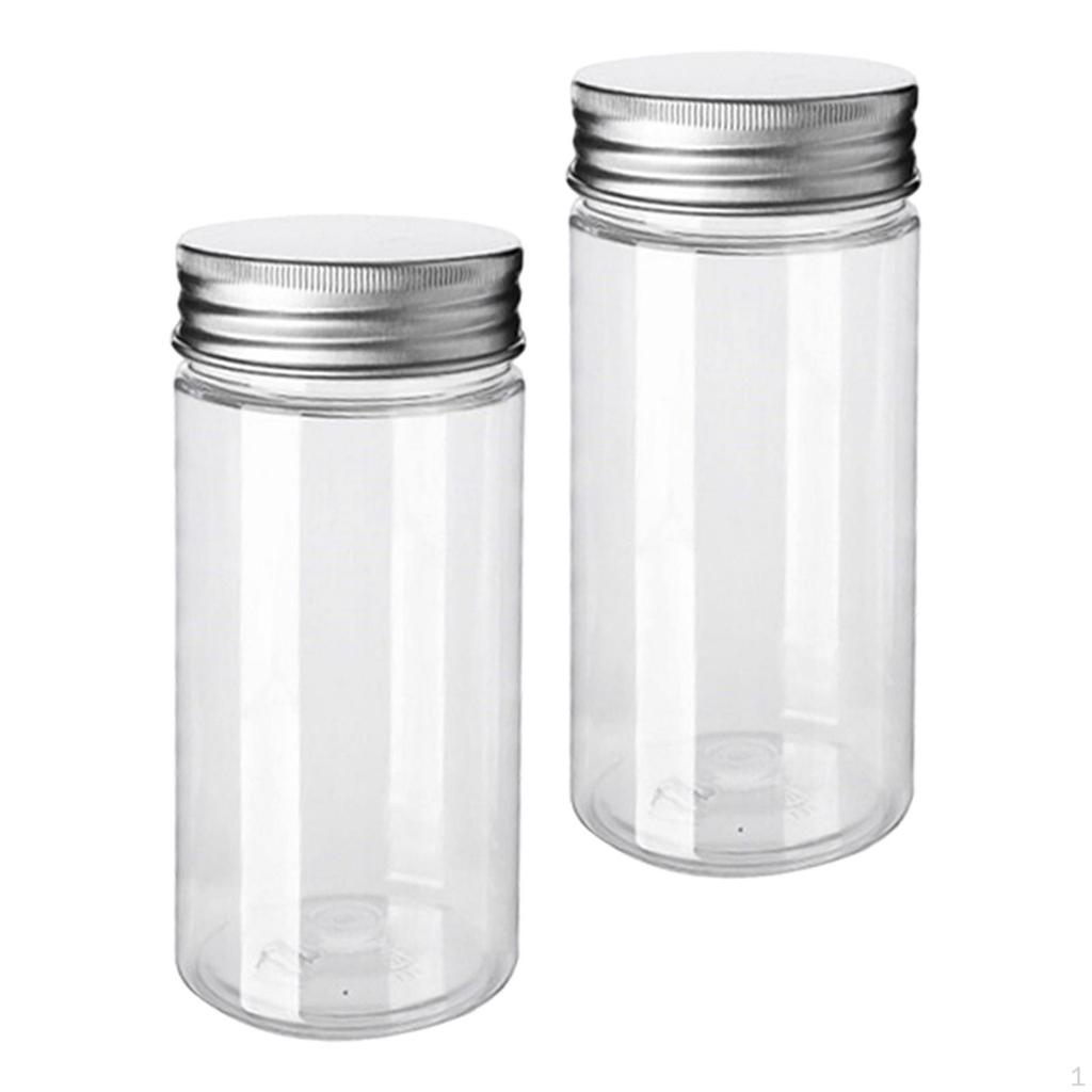2Pcs Clear Jars with Lids Kitchen Canisters Loose Tea Jar Cosmetics Container Empty Bottles for