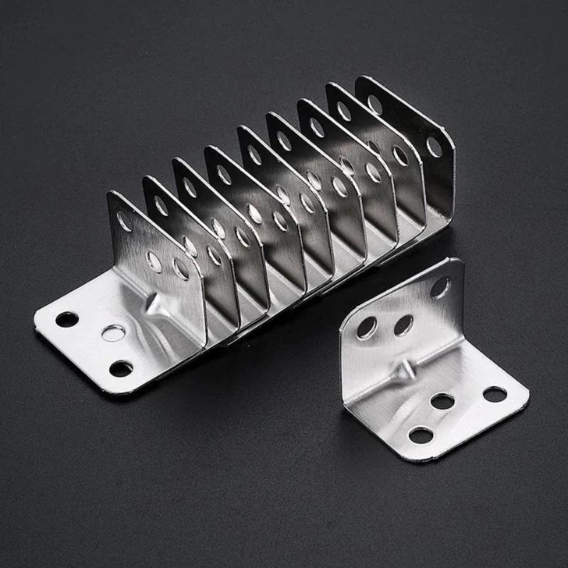 20pcs Stainless Steel L-Shaped Corner Code 90 Degree Laminated Furniture Plate Hardware Right Angle Bracket Cabinets Small