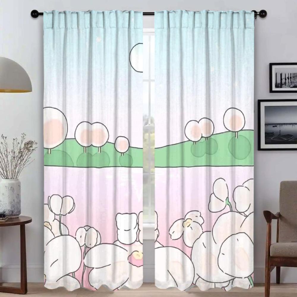 Kaninchen Leben Vorhänge für Wohnzimmer Vorhang für Zimmer 2 Paneele Heim Innenvorhänge Raumteiler Jalousien Halloween Dekoration Kind