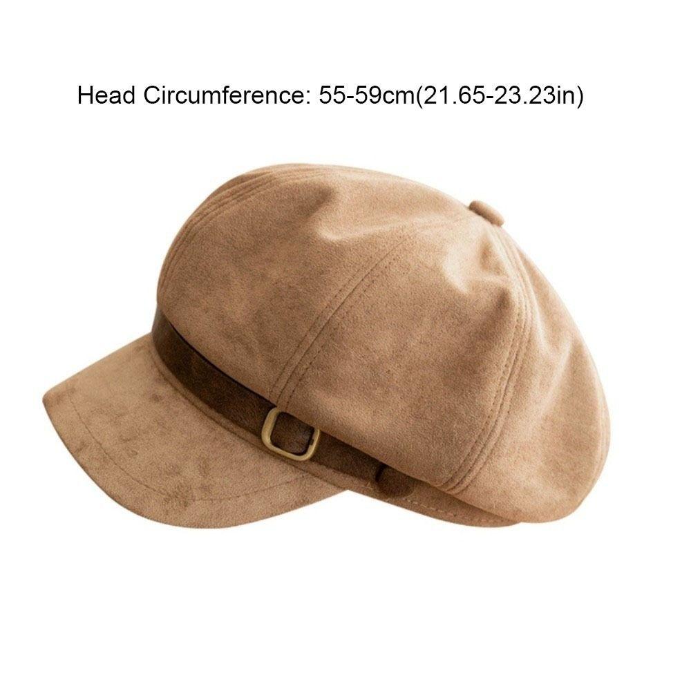 Vintage Warme Wildleder-Baretts Winddicht Einfarbige Damen Achteckige Mütze Melard-Stil Koreanischer Stil Schiebermütze Damen