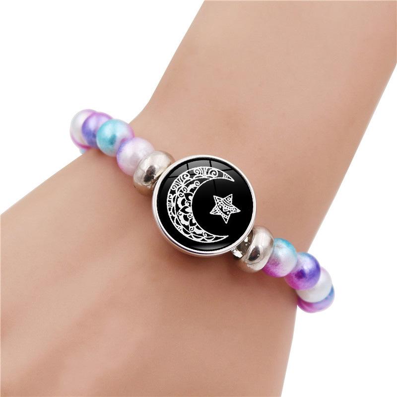 Luminous Sun & Moon Lovers Beaded Bracelet - Colorful, Elastic, Fashionable Gift for Couples & Friends