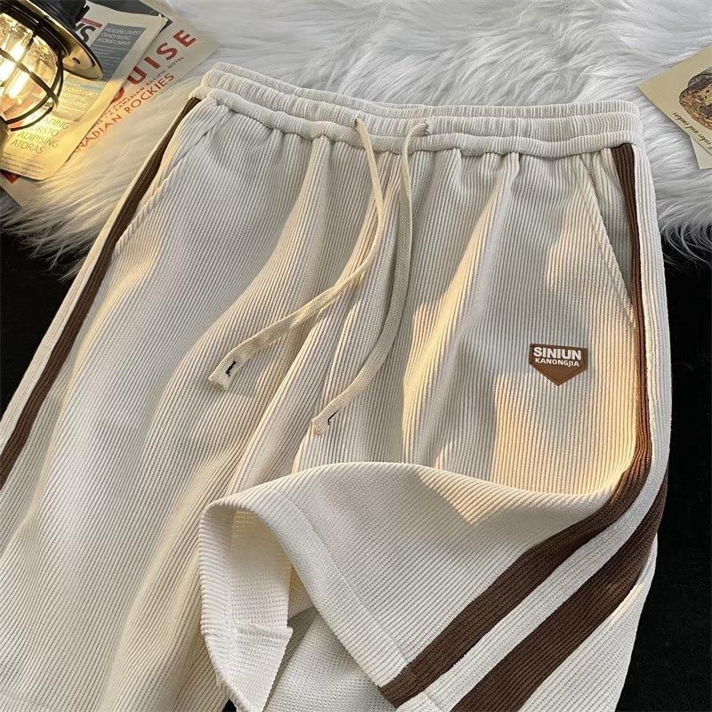Summer Casual Y2k Shorts for Men Retro Loose Straight Short Pants Strip Contrasting Color Gym Shorts