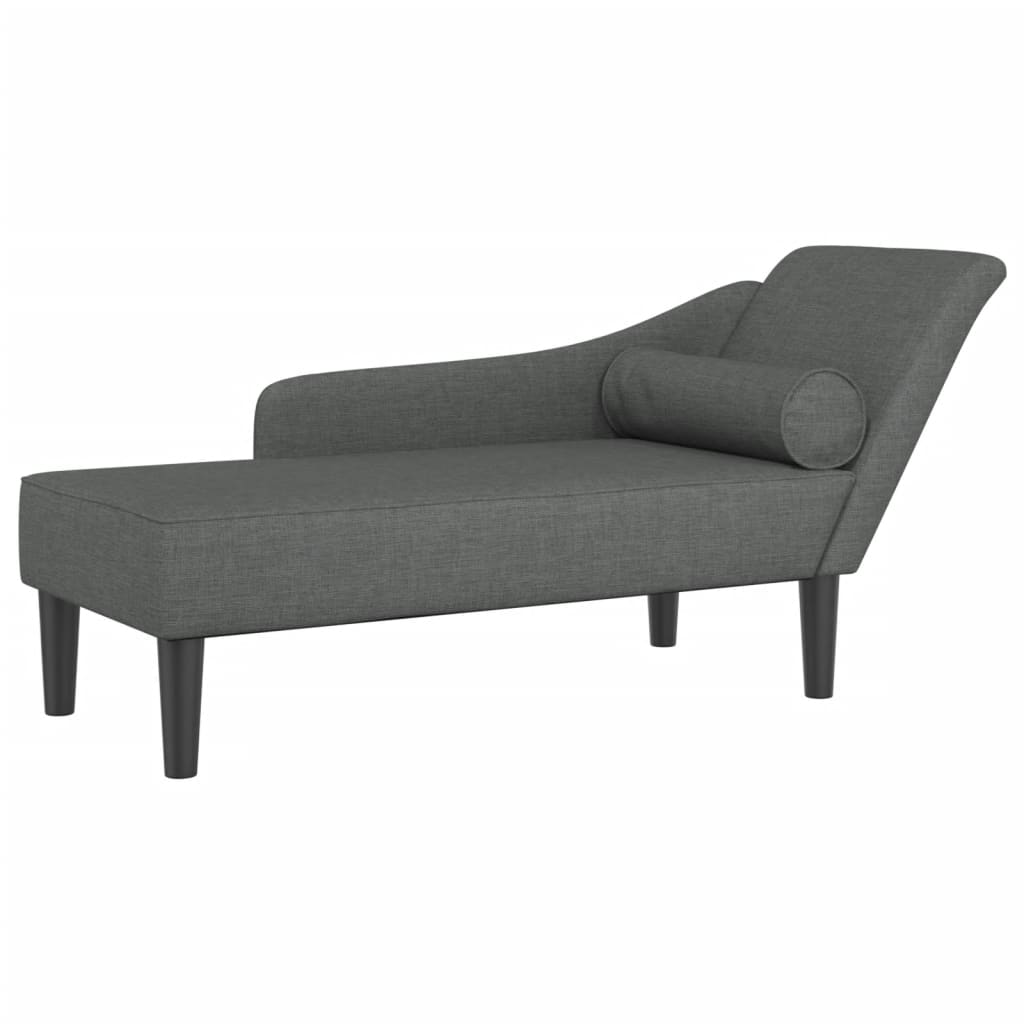 Vidaxl Chaise Longue Con Cuscini, Grigio Scuro, Rivestita in Tessuto