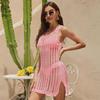 Fashion Knitted Hollow Out Tank Top Beach Cover Up Dress Summer Vacation Bikini Sunscreen Shirt Short Beach Dress Holiday Elegant Loose Clothing