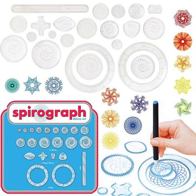 22-teiliges Spirograph-Spiralkunst-Zeichenset. Die klassische Art, unzählige tolle Designs für Kinder zu erstellen. Zeichenlineal-Spielzeugset