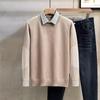 Men's Stylish Knit Sweater: Spring & Autumn, Fake Two-Piece, Casual Japanese Trend