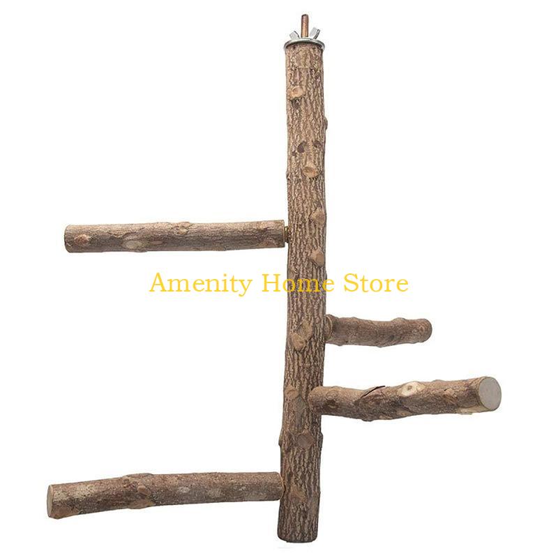 

F26C Natural Wood Bird Perch Stand Hanging Multi Branch Perch for Parrots Parakeets Toys Multi Branch Bird Cage Accessories