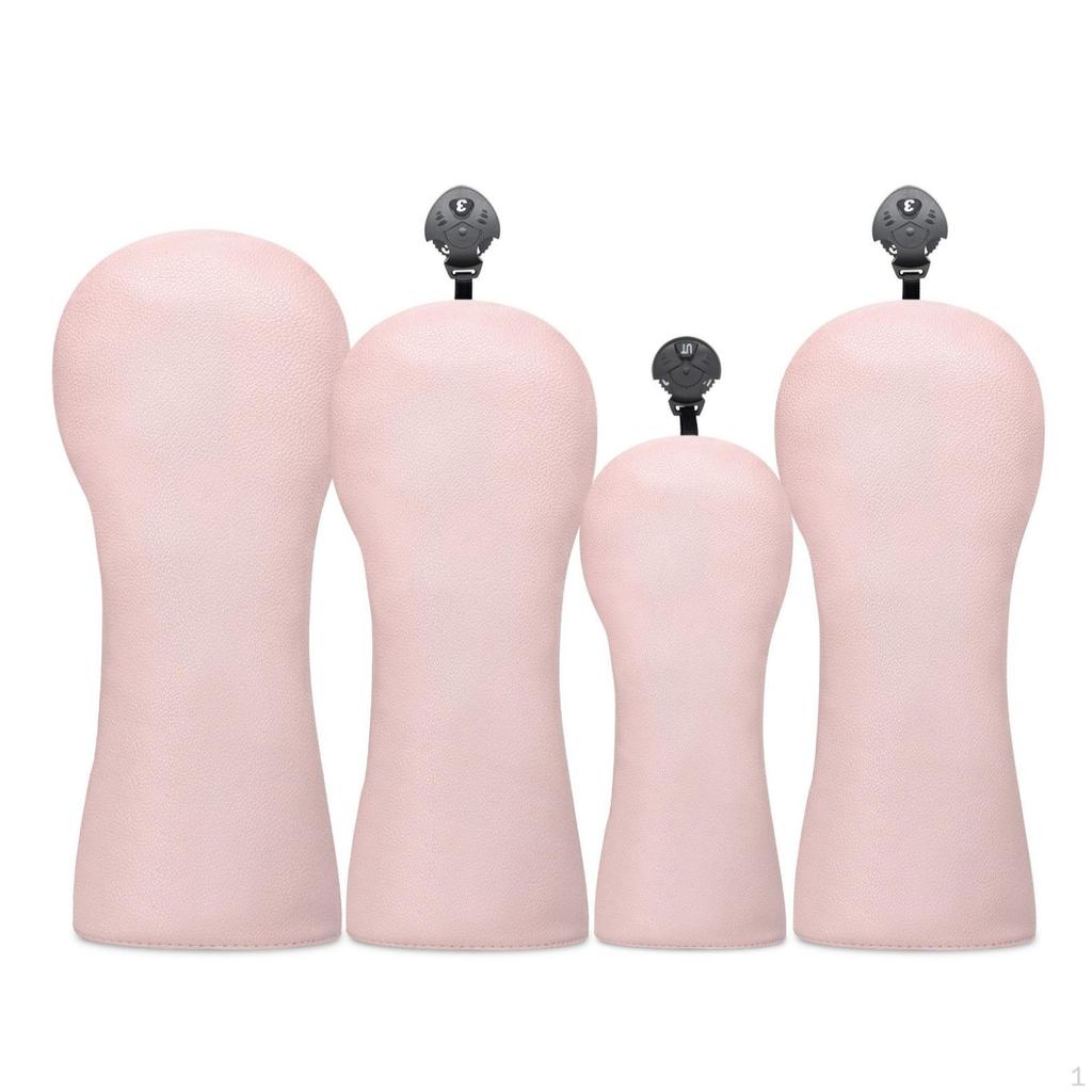 4 Pieces Golf Club Head Covers Shielded Driver Soft-Lined Headcovers for