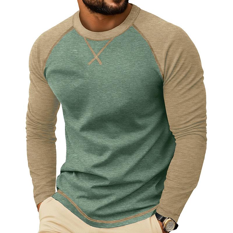 Mens Color Block Raglan Sleeve Long Sleeve T Shirt S