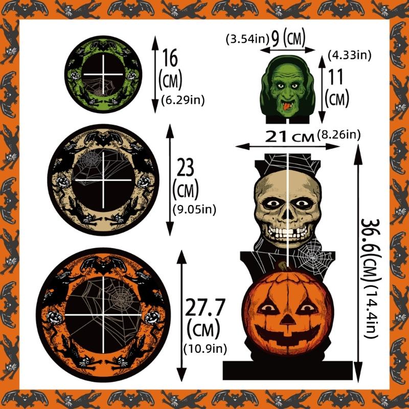 Pumpkin Skull Cupcake Stand for Halloween Party Table Centerpieces, 3 Tiered Paper Dessert Tower for Cupcake, Candy, and Dessert Displays