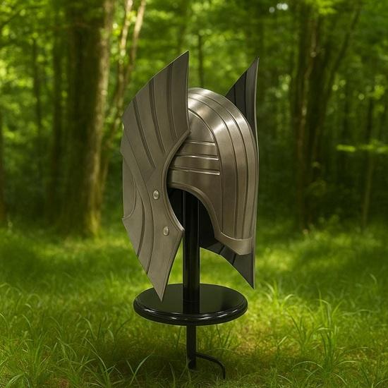 Norse Battle Helmet with Stand Medieval Viking Armor Steel Warrior Helmet for Reenactment Costume Gift