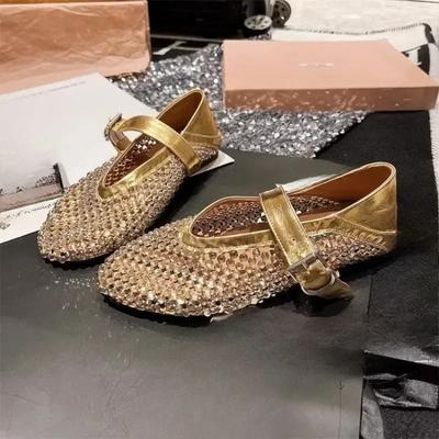 Moda Verano Nuevo Red de Pesca Hueco Una Palabra Mary Zhen Baotou Zapatos Individuales Sandalias Mujer