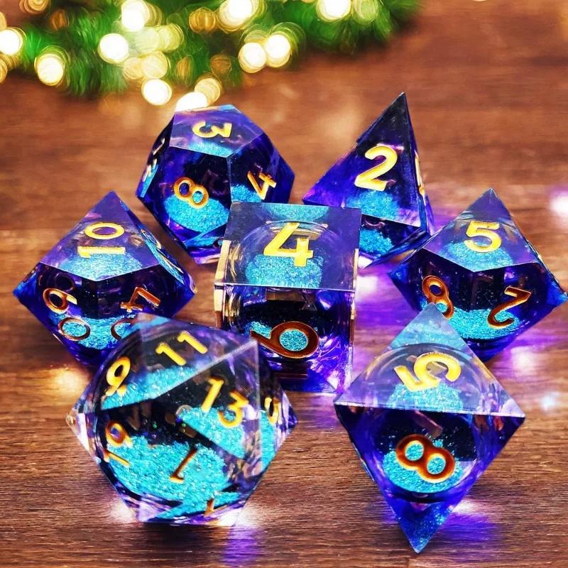 Resin Quicksand Christmas Series DND Dice COC Running Polyhedron Tabletop Role Playing Game Resin