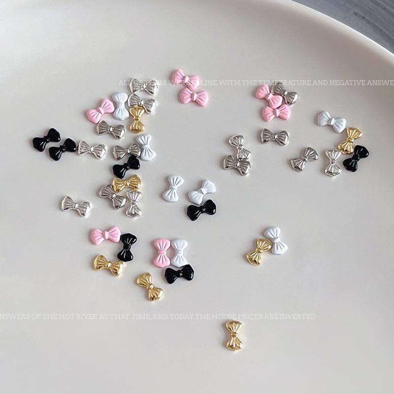 5 Stück 3D Schleifen Krawatte Nagelkunst Charms, Luxus 3D Legierung Schleifen Strasssteine, Nageldekoration Zubehör