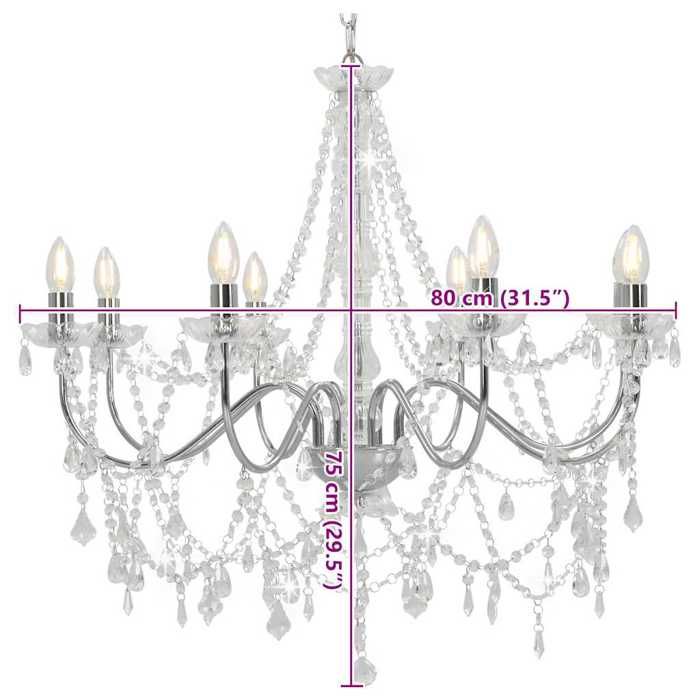 VidaXL Chandelier with Beads Pendant Lamp Ceiling Light Luminaire Interior Lighting Living Room Sitting Room Bedroom 281606