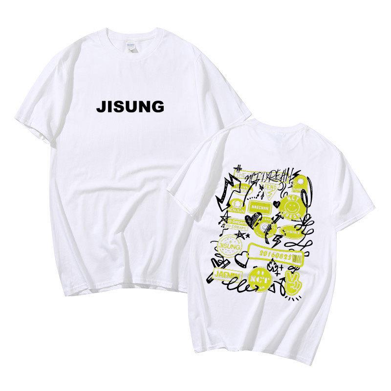 Letní tričko KPOP NCT Dream Unisex Ženy Móda Chlapci Dívky Harajuku Trička s krátkým rukávem Neformální Černá Cool trička Topy