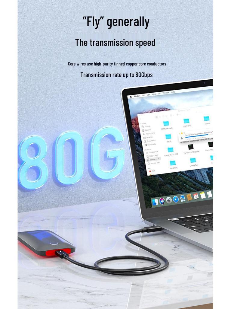 Thunderbolt 5 240W USB-C Cable: 80Gbps Data Transfer, USB4/Thunderbolt 4, Fast Charging for Mobile Devices