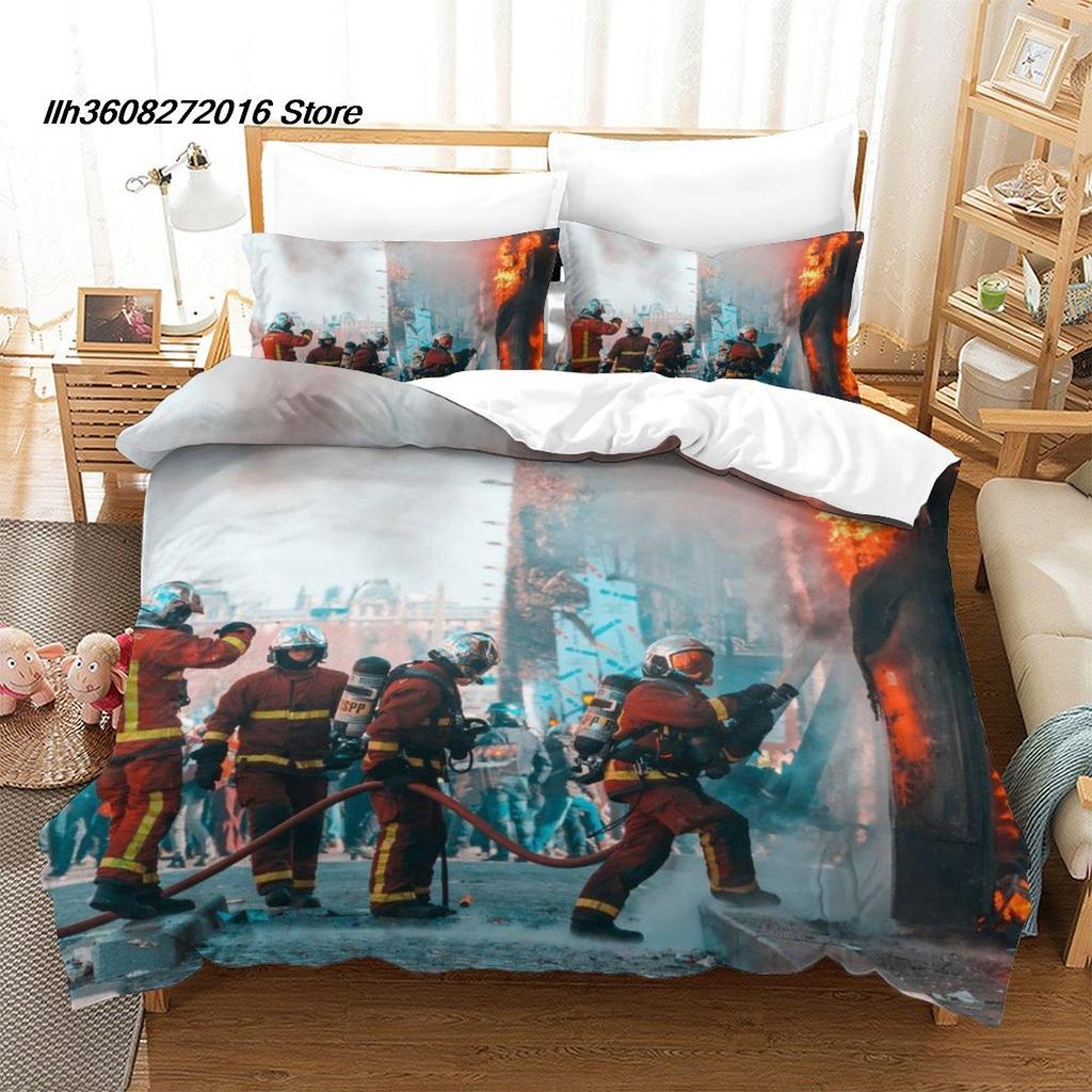 Comforter New Firefighter Rescue Bedding Set Single Twin Full Queen King Size Bed Set Aldult Kid Bedroom Duvet Set 3D Bed