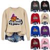 Women's Halloween Print Long Sleeve Neck Sweatshirt Casual Comfort for Fall