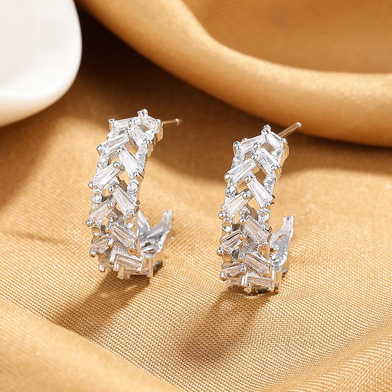 925 Sterling Silver New Zircon Earrings for Women High Quality Exquisite Student Girlfriend Fashion  Jewelry Accessories Gift