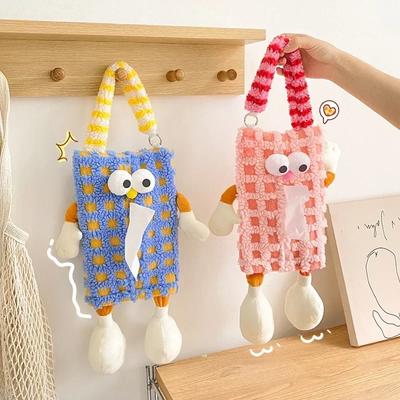 Cutie de șervețele pentru agățat pentru mașină, tip de desene animate, drăguț, creativ, pentru spate, geantă de șervețele pentru agățat pentru birou Suport pentru cutie de șervețele pentru cameră de zi