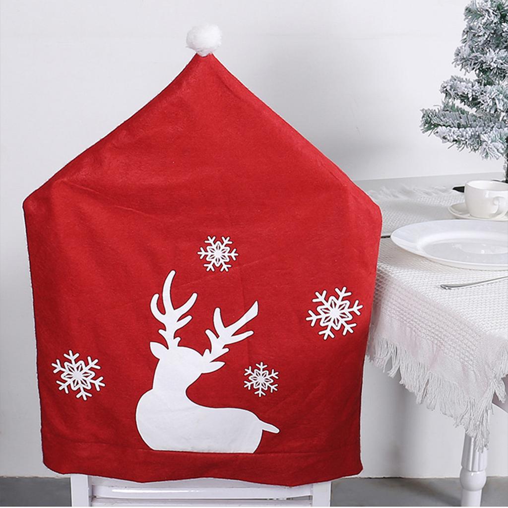 Christmas Chair Covers Santa Hat Slipcover Non-woven Tree Snowman Chair Back Covers for Dinning Room Banquet Decoration