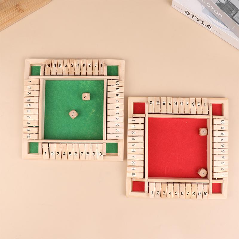 Four Sided 10 Numbers Shut The Box Board Game Set Dice 4 Players Party Number Game Board Games For Adults Families