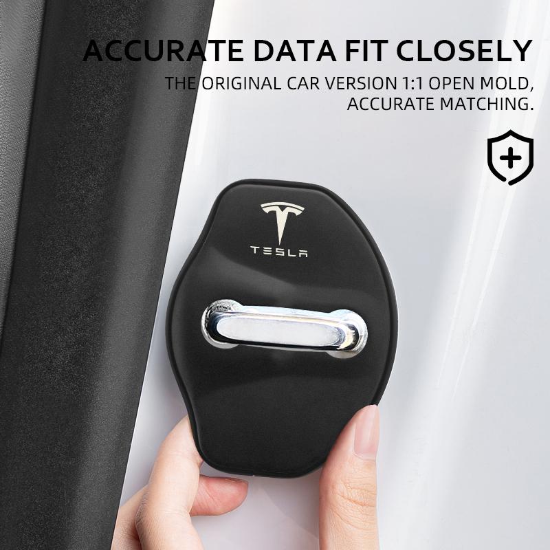 High-quality Matte Car Door Lock Cover Auto Emblems Case For Tesla Model 3 Model X Y Style Roadster Accessories