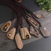 Colier pandantiv din lemn lucrat manual Stil etnic Boho Lanț lung Design frunză Natural Femei