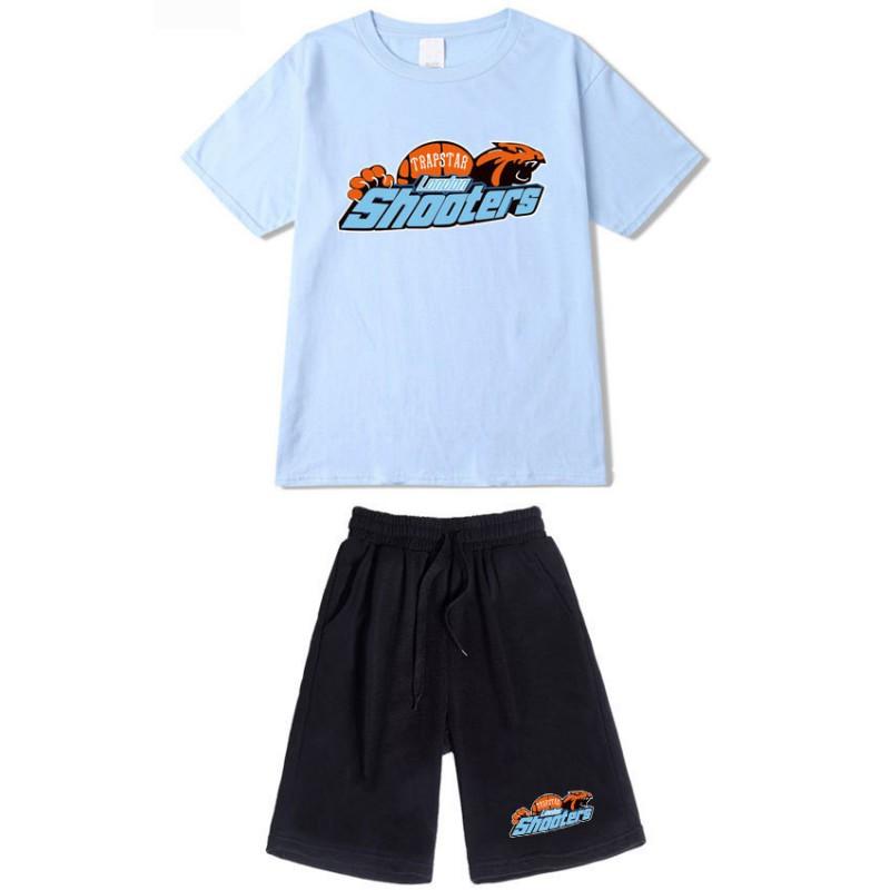 Mens Casual Sport Shorts Set With Tiger Head Print Cotton Blend Tee Straight Fit Mid-Length Pants
