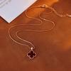 New Style Red Four-leaf Clover Necklace for Women Natural Red Agate Choker