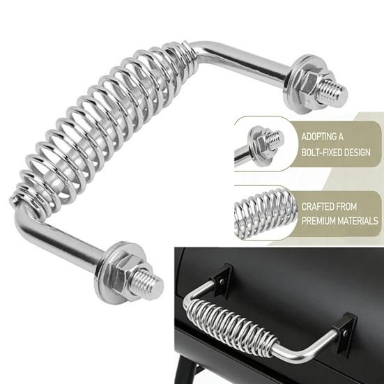 Rustfrit Stål Fjederhåndtag til Grill Bolt-On Udskiftningsgreb med Beslag 5-3/8" Længde Varmebestandigt Rustfrit Kraftigt Håndtag til