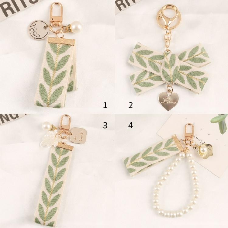 Alloy Keys Chain Pendant Leaf Striped Pearl Shells Accessories Bag Decoration