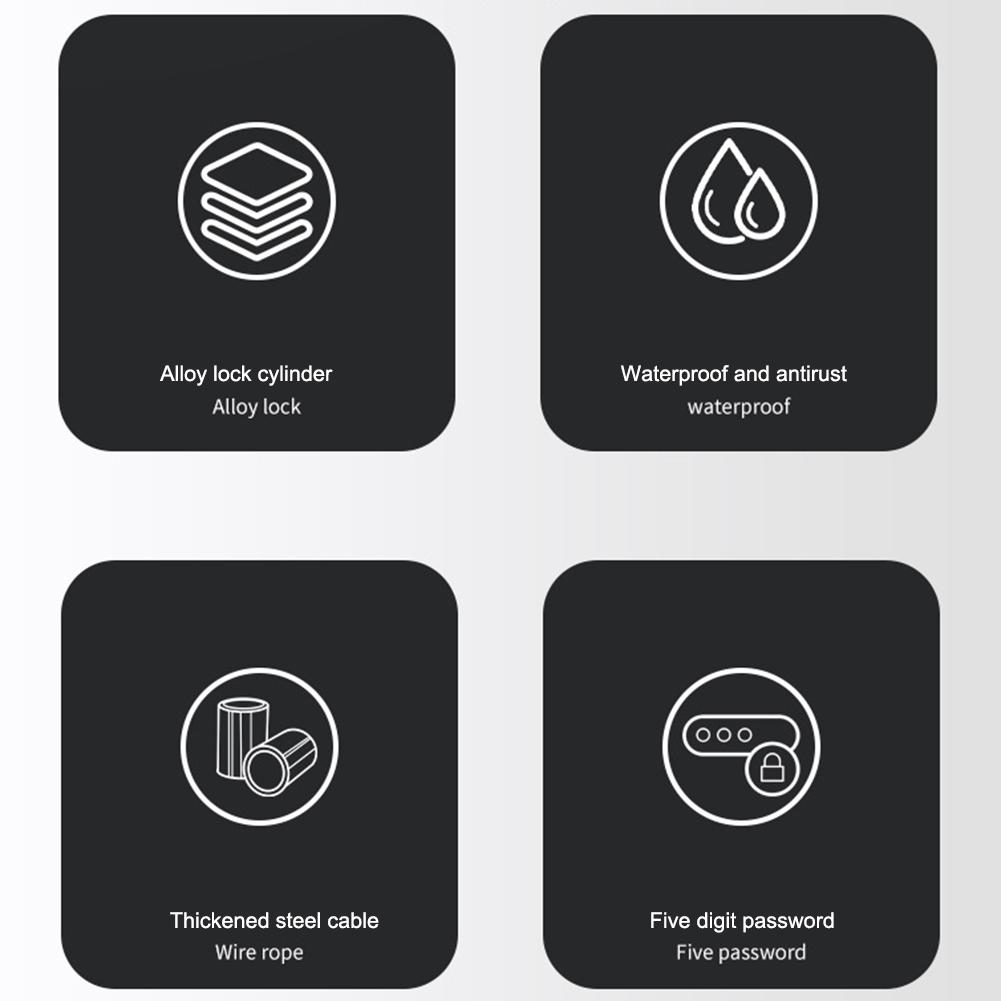 Diebstahlschutz Mountainbike Zahlenschlösser Universell Roller Draht Passwortschloss