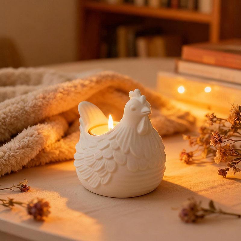 DIY 3D Little Chicken Candle Holder Epoxy Resin Mold, Plaster Hen Decoration, Candle Holder Silicone Mold, Desktop Storage