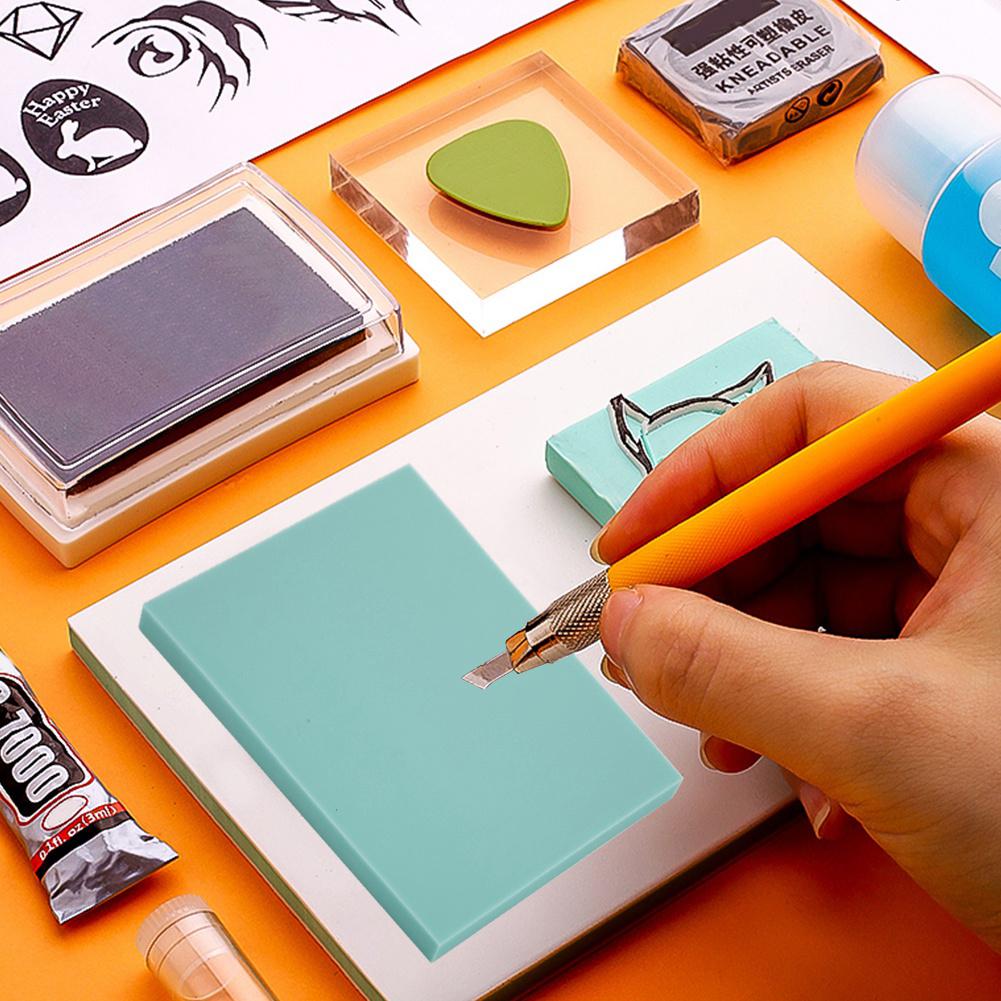 Jelly Rubber Stamp Thin Carving Block for DIY Handmade Rubber StampsMint Green