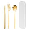 410 Stainless Steel Travel Cutlery Set: Fork, Spoon & Chopsticks In Gift Box. Perfect for Students!