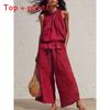 Bohemian Style Womens Sleeveless Twopiece Set With Polyester Fabric For Casual Summer Wear