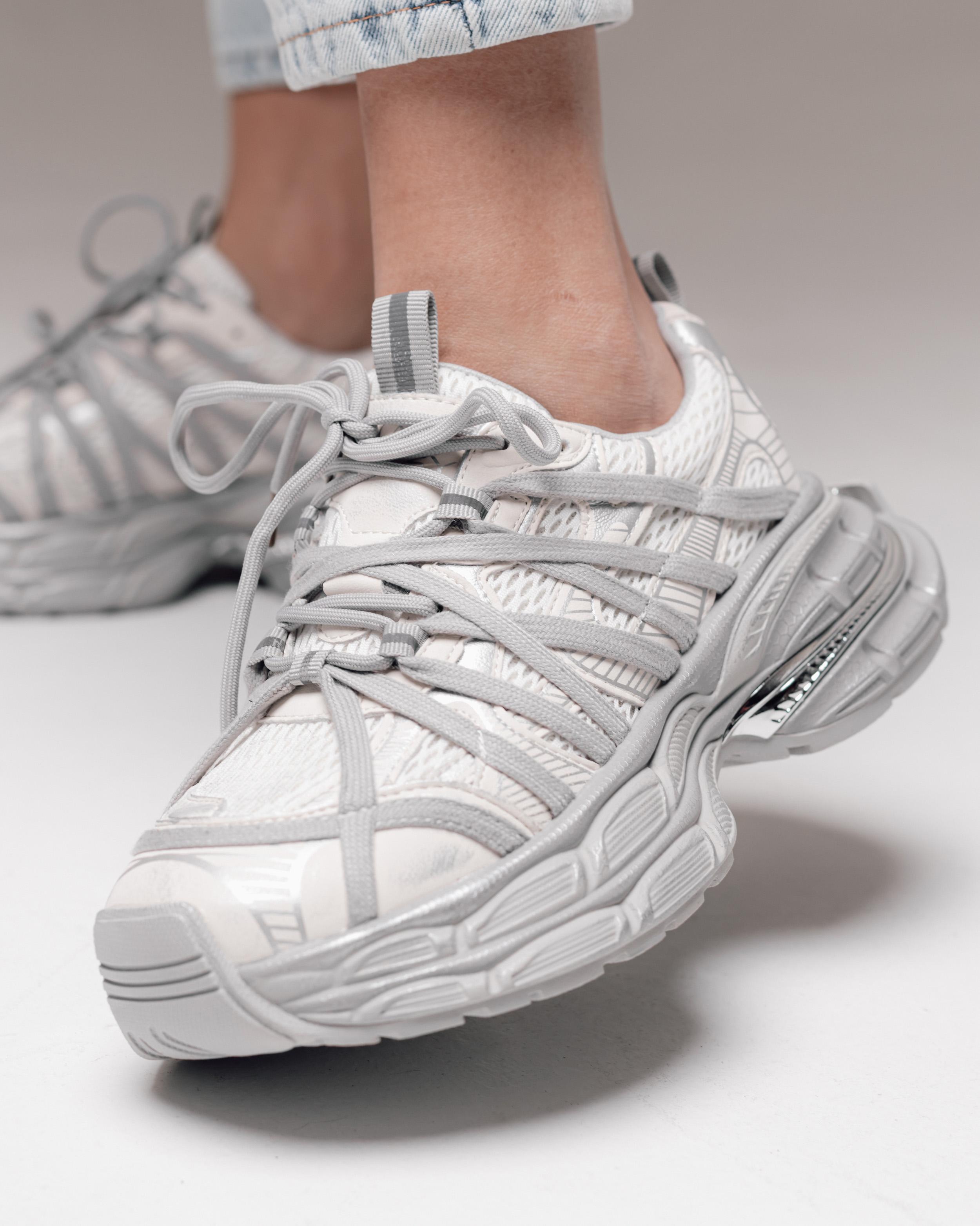 

Allsy 19527 36 platform sneakers, gray-milk, leather, textile 39 срібний