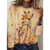 Women's Cat Print Loose Oversized Casual V Neck Long Sleeved T-shirt Top Streetwear Oversized O-Neck Vest